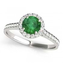 Diamond Halo Emerald Engagement Ring Palladium (1.29ct)