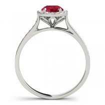 Diamond Halo Ruby Engagement Ring 14k White Gold (1.29ct)