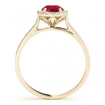 Diamond Halo Ruby Engagement Ring 14k Yellow Gold (1.29ct)