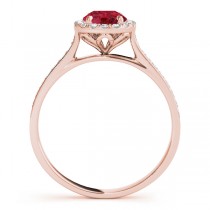 Diamond Halo Ruby Engagement Ring 18k Rose Gold (1.29ct)