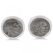 Buffalo Nickel Coin Cufflinks  for Men in Fine Sterling Silver