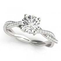 Diamond Twist Sidestone Accented Engagement Ring 14k White Gold (1.11ct)