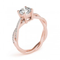 Diamond Twist Sidestone Accented Engagement Ring 18k Rose Gold (1.11ct)