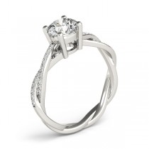 Diamond Twist Sidestone Accented Engagement Ring Palladium (1.11ct)