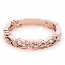 Diamond Leaf Fashion Ring Wedding Band 14k Rose Gold (0.05ct)