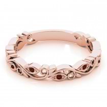 Garnet Leaf Fashion Ring Wedding Band 14k Rose Gold (0.05ct)