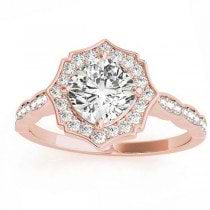 Diamond Accented Halo Engagement Ring Setting 14K Rose Gold (0.26ct)