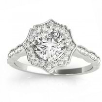 Diamond Accented Halo Engagement Ring Setting 14K White Gold (0.26ct)
