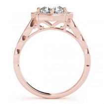 Diamond Accented Halo Engagement Ring Setting 18K Rose Gold (0.26ct)
