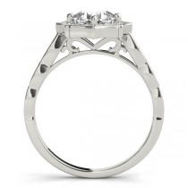 Diamond Accented Halo Engagement Ring Setting 18K White Gold (0.26ct)