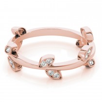 Diamond Leaf Fashion Ring Wedding Band 14k Rose Gold (0.12ct)