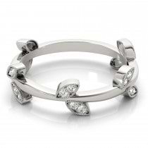 Diamond Leaf Fashion Ring Wedding Band 14k White Gold (0.12ct)