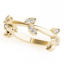 Diamond Leaf Fashion Ring Wedding Band 14k Yellow Gold (0.12ct)