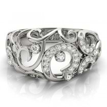Diamond Spiral Pattern Fashion Ring 14k White Gold (0.25ct)