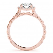 Diamond Halo Twisted Rope Engagement Ring in 14k Rose Gold (0.10ct)
