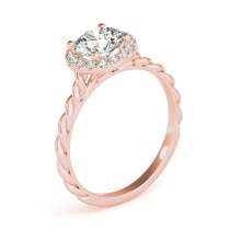 Diamond Halo Twisted Rope Engagement Ring in 18k Rose Gold (0.10ct)