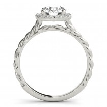 Diamond Halo Twisted Rope Engagement Ring in 18k White Gold (0.10ct)