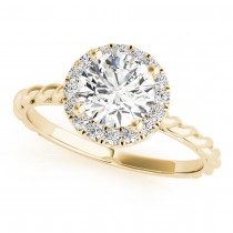 Diamond Halo Twisted Rope Engagement Ring in 18k Yellow Gold (0.10ct)