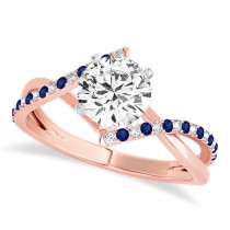 Diamond & Blue Sapphire Bypass Semi-Mount Ring in 14k Rose Gold (0.14ct)
