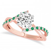 Diamond & Emerald Bypass Semi-Mount Ring in 14k Rose Gold (0.14ct)