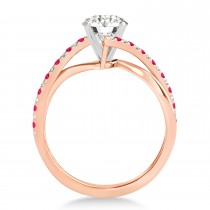 Diamond & Ruby Bypass Semi-Mount Ring in 14k Rose Gold (0.14ct)