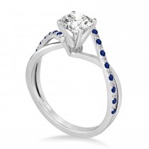 Diamond & Blue Sapphire Bypass Semi-Mount Ring in 14k White Gold (0.14ct)