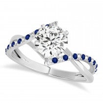 Diamond & Blue Sapphire Bypass Semi-Mount Ring in 14k White Gold (0.14ct)