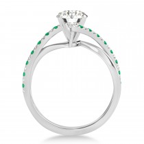 Diamond & Emerald Bypass Semi-Mount Ring in 14k White Gold (0.14ct)