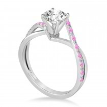 Diamond & Pink Sapphire Bypass Semi-Mount Ring in 14k White Gold (0.14ct)