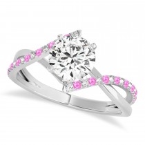 Diamond & Pink Sapphire Bypass Semi-Mount Ring in 14k White Gold (0.14ct)