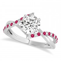 Diamond & Ruby Bypass Semi-Mount Ring in 14k White Gold (0.14ct)