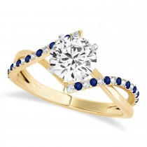 Diamond & Blue Sapphire Bypass Semi-Mount Ring in 14k Yellow Gold (0.14ct)