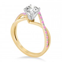 Diamond & Pink Sapphire Bypass Semi-Mount Ring in 14k Yellow Gold (0.14ct)