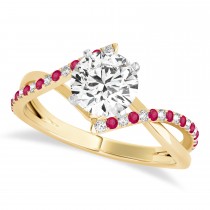 Diamond & Ruby Bypass Semi-Mount Ring in 14k Yellow Gold (0.14ct)