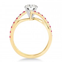 Diamond & Ruby Bypass Semi-Mount Ring in 14k Yellow Gold (0.14ct)