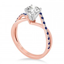 Diamond & Blue Sapphire Bypass Semi-Mount Ring in 18k Rose Gold (0.14ct)