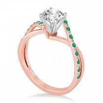 Diamond & Emerald Bypass Semi-Mount Ring in 18k Rose Gold (0.14ct)