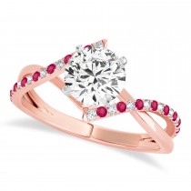 Diamond & Ruby Bypass Semi-Mount Ring in 18k Rose Gold (0.14ct)
