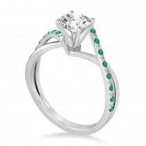 Diamond & Emerald Bypass Semi-Mount Ring in 18k White Gold (0.14ct)