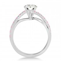 Diamond & Pink Sapphire Bypass Semi-Mount Ring in 18k White Gold (0.14ct)