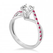 Diamond & Ruby Bypass Semi-Mount Ring in 18k White Gold (0.14ct)