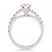 Diamond & Ruby Bypass Semi-Mount Ring in 18k White Gold (0.14ct)