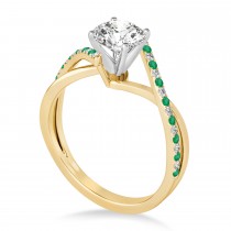 Diamond & Emerald Bypass Semi-Mount Ring in 18k Yellow Gold (0.14ct)