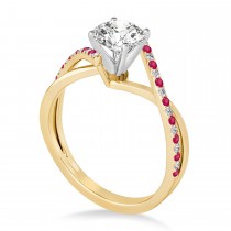 Diamond & Ruby Bypass Semi-Mount Ring in 18k Yellow Gold (0.14ct)