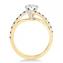 Diamond & Blue Sapphire Bypass Semi-Mount Ring in Platinum (0.14ct)