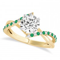 Diamond & Emerald Bypass Semi-Mount Ring in Platinum (0.14ct)