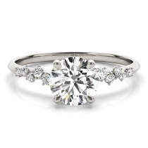 Round Diamond Accented Engagement Ring 14K White Gold (0.13ct)