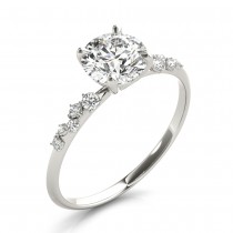 Round Diamond Accented Engagement Ring 14K White Gold (1.00ct)