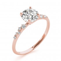Round Diamond Accented Engagement Ring 18K Rose Gold (1.00ct)
