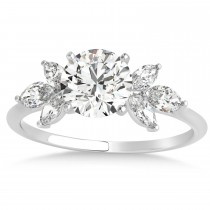 Diamond Marquise Floral Engagement Ring 14k White Gold (0.50ct)